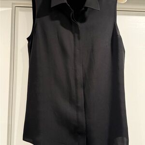 Black Sleeveless silk Theory Blouse
